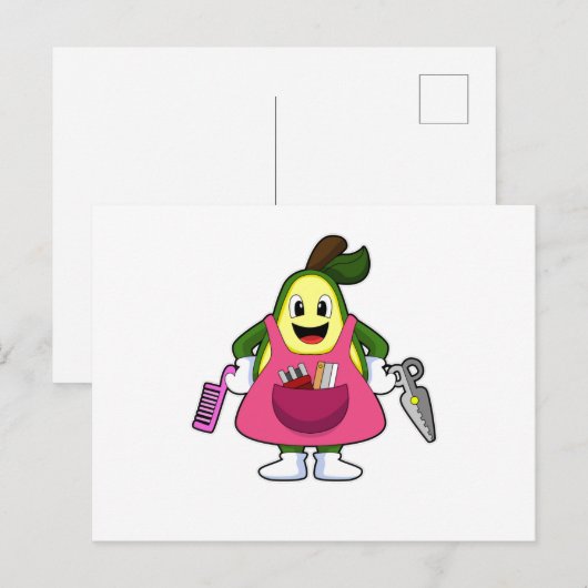 Avocado as Hairdresser with Scissors & Comb Briefkaart (Voorkant / Achterkant)