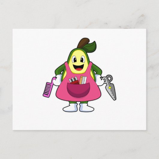 Avocado as Hairdresser with Scissors & Comb Briefkaart (Voorkant)