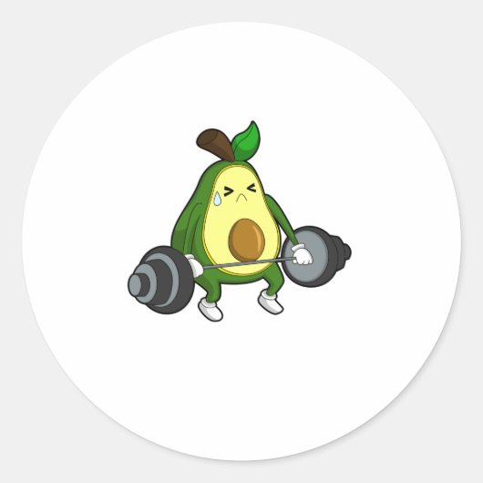Avocado at Fitness with Barbell Ronde Sticker (Voorkant)