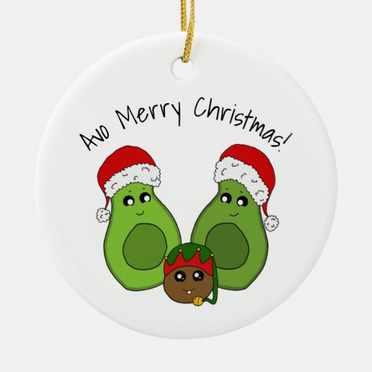 Avocado - Avo Merry KerstFamily Cute Ornament (Voorkant)