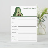 Avocado baby shower advies spel kaart (Staand voorkant)
