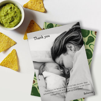 Avocado-baby shower bedankkaart