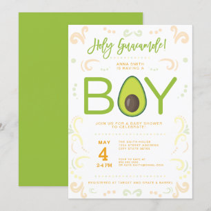 Avocado Baby shower Boy Guacamole Taco Party Kaart