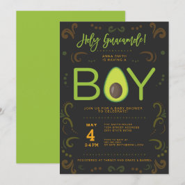 Avocado Baby shower Boy Guacamole Taco Party Kaart