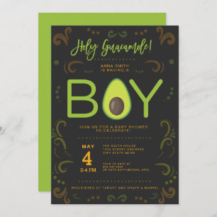 Avocado Baby shower Boy Guacamole Taco Party Kaart
