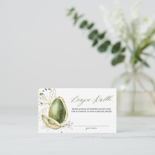Avocado Baby shower Diaper Raffle Kaart Visitekaartje (Staand voorkant)