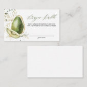 Avocado Baby shower Diaper Raffle Kaart Visitekaartje (Voorkant / Achterkant)