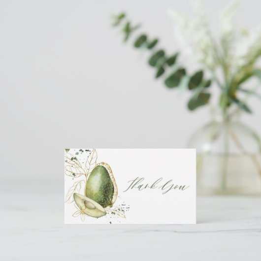 Avocado Baby shower Hartelijk dank Visitekaartje (Staand voorkant)