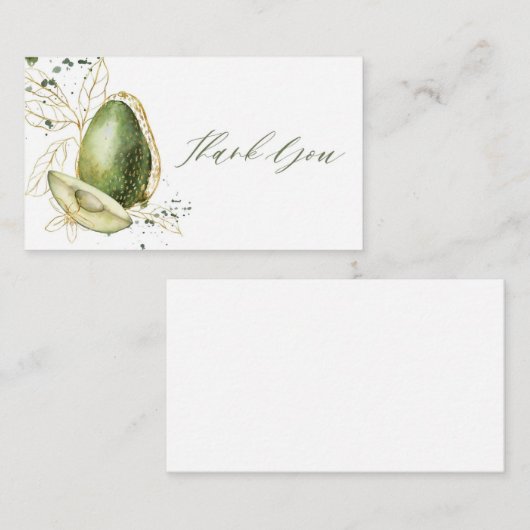 Avocado Baby shower Hartelijk dank Visitekaartje (Voorkant / Achterkant)
