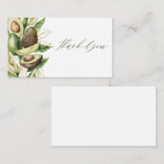 Avocado Baby shower Hartelijk dank Visitekaartje (Voorkant / Achterkant)
