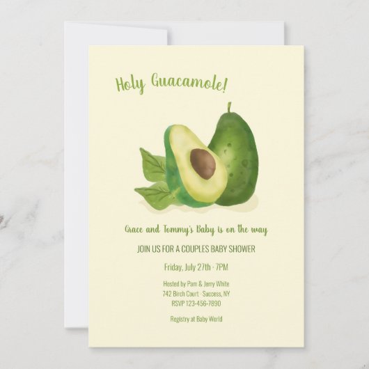 Avocado Baby shower Kaart (Voorkant)