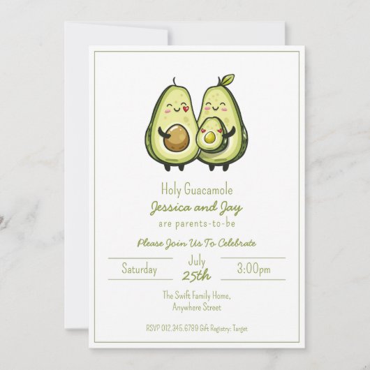 Avocado-Baby shower Kaart (Voorkant)