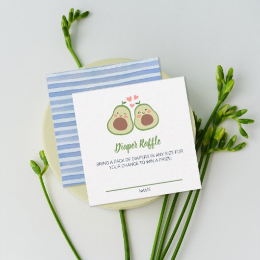 Avocado Baby shower Luier Raffle Game Kaart