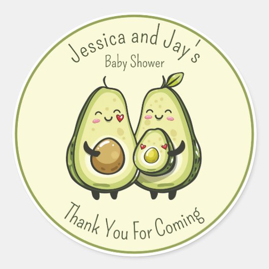 Avocado Baby shower Stickers (Voorkant)