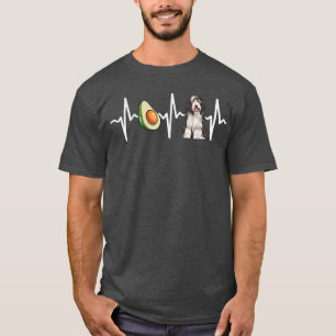 Avocado Bearded Collie Heartbeat Hondenliefhebber T-shirt