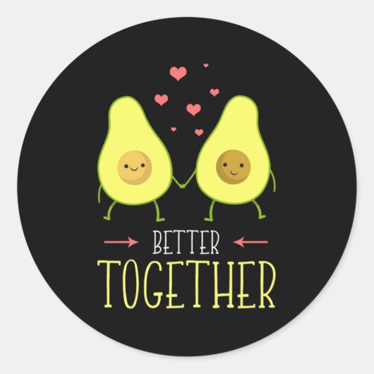 Avocado Better Together Ronde Sticker (Voorkant)