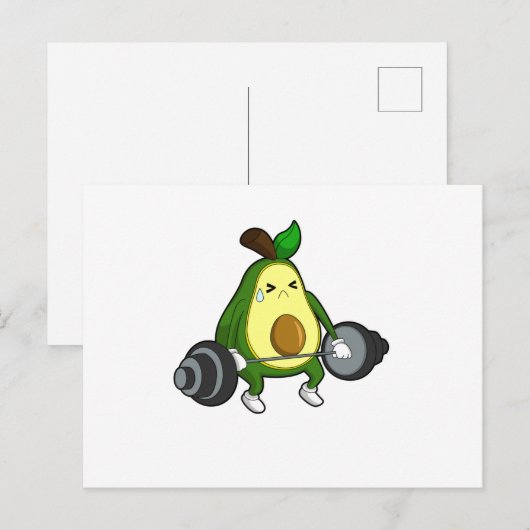 Avocado bij fitness met halter briefkaart (Voorkant / Achterkant)
