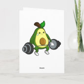 Avocado bij fitness met halter kaart (Achterkant)