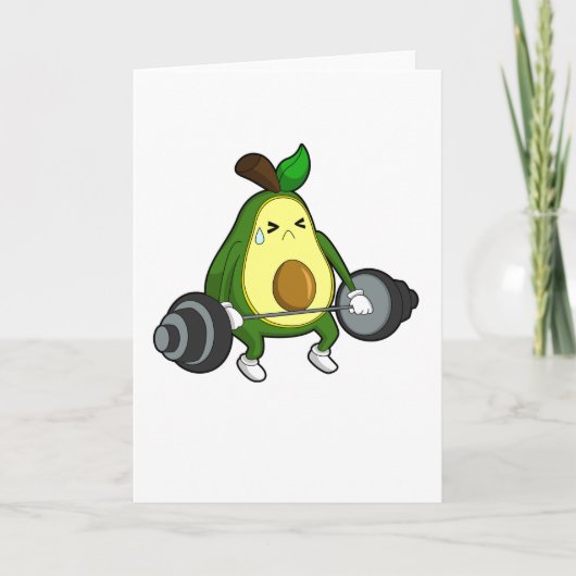 Avocado bij fitness met halter kaart (Voorkant)