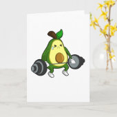 Avocado bij fitness met halter kaart (Gele Bloem)