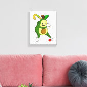 Avocado bij Hockey met Hockey bat Canvas Afdruk (Insitu (Woonkamer))