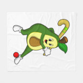 Avocado bij Hockey met Hockey bat Fleece Deken (Voorkant (Horizontaal))