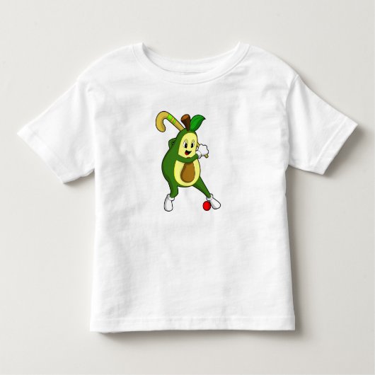Avocado bij Hockey met Hockey bat Kinder Shirts (Voorkant)