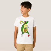 Avocado bij Hockey met Hockey bat T-shirt (Voorkant volledig)
