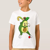 Avocado bij Hockey met Hockey bat T-shirt (Voorkant)