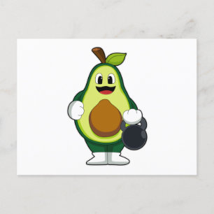 Avocado bij krachttraining met halters briefkaart