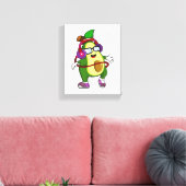 Avocado bij Muziek met Hoofdtelefoon Canvas Afdruk (Insitu (Woonkamer))