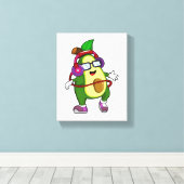 Avocado bij Muziek met Hoofdtelefoon Canvas Afdruk (Insitu (Houten vloer))