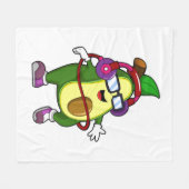 Avocado bij Muziek met Hoofdtelefoon Fleece Deken (Voorkant (Horizontaal))