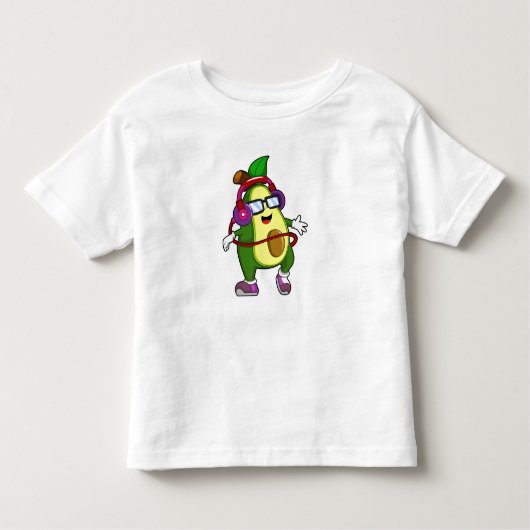 Avocado bij Muziek met Hoofdtelefoon Kinder Shirts (Voorkant)