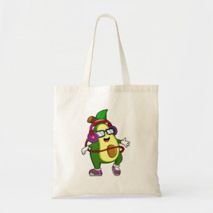 Avocado bij Muziek met Hoofdtelefoon Tote Bag