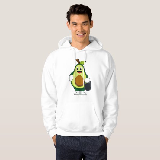 Avocado bij Sterke training met Dumbbells Hoodie (Voorkant volledig)