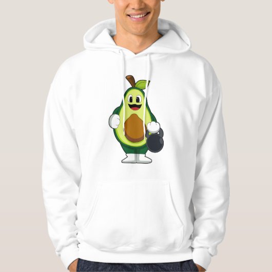 Avocado bij Sterke training met Dumbbells Hoodie (Voorkant)