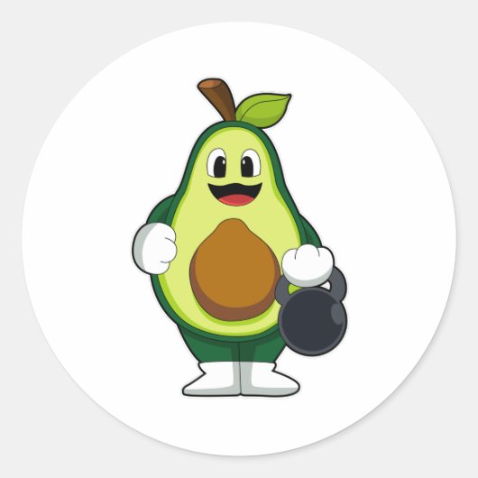 Avocado bij Sterke training met Dumbbells Ronde Sticker (Voorkant)