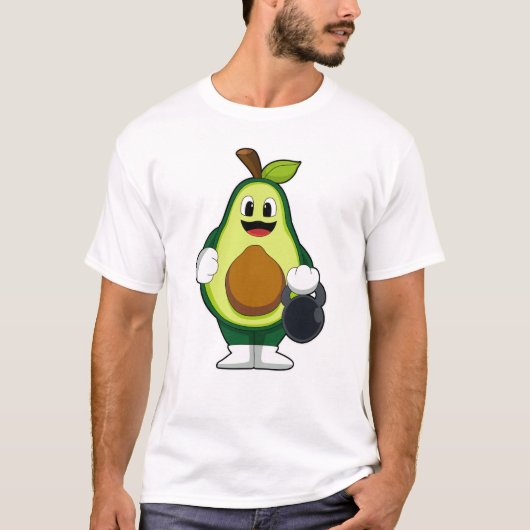 Avocado bij Sterke training met Dumbbells T-shirt (Voorkant)