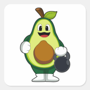 Avocado bij Sterke training met Dumbbells Vierkante Sticker
