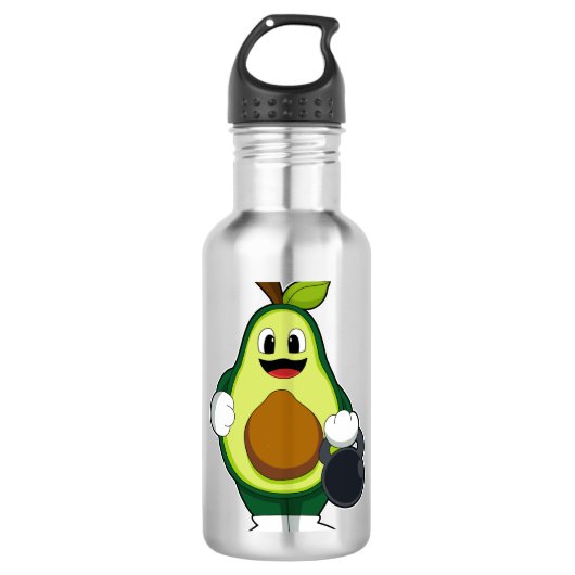 Avocado bij Sterke training met Dumbbells Waterfles (Voorkant)