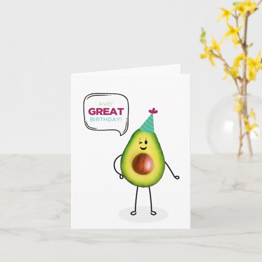 Avocado Birthday Card Kaart (Gele Bloem)