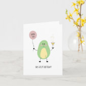 Avocado Birthday Kaart - Cute, Fun Folded Kaart (Gele Bloem)