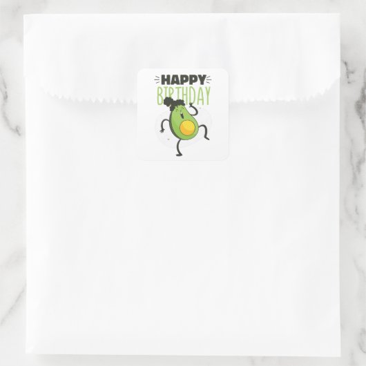AVOCADO BIRTHDAY VIERKANTE STICKER (Tas)