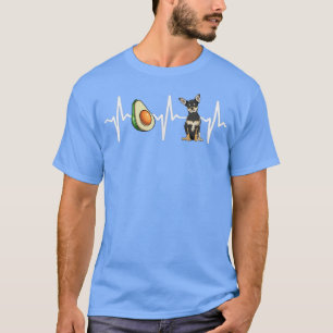 Avocado Black Chihuahua Heartbeat Hondenliefhebber T-shirt