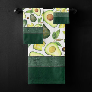 Avocado Blossom Donkergroen roestvrij fruitpatro Bad Handdoek