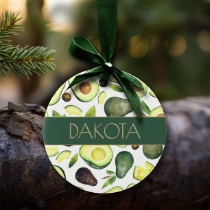 Avocado Blossom   Donkergroen roestvrij fruitpatro Keramisch Ornament