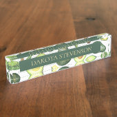 Avocado Blossom | Donkergroen roestvrij fruitpatro Naambordje (Zijkant)