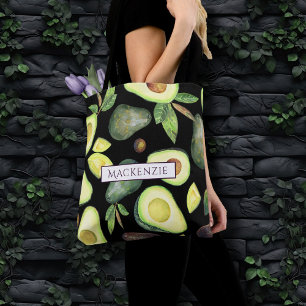 Avocado Blossom Donkergroen roestvrij fruitpatro Tote Bag