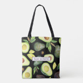 Avocado Blossom | Donkergroen roestvrij fruitpatro Tote Bag (Achterkant)